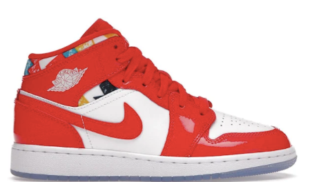 Air Jordan 1 Mid Barcelona Sweater Red Patent (GS)