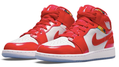 Air Jordan 1 Mid Barcelona Sweater Red Patent (GS)