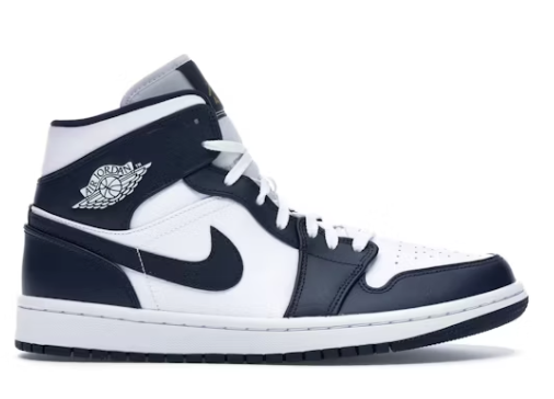 Air Jordan 1 Mid White Metallic Gold Obsidian