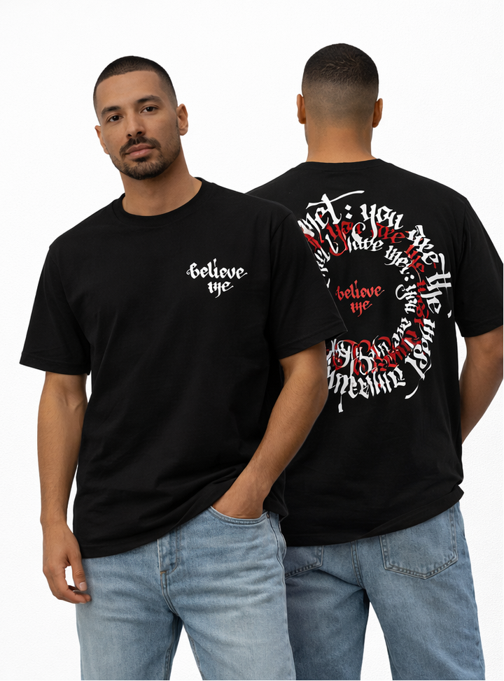 "BELIEVE ME"  VYRE BLACK T-SHIRT