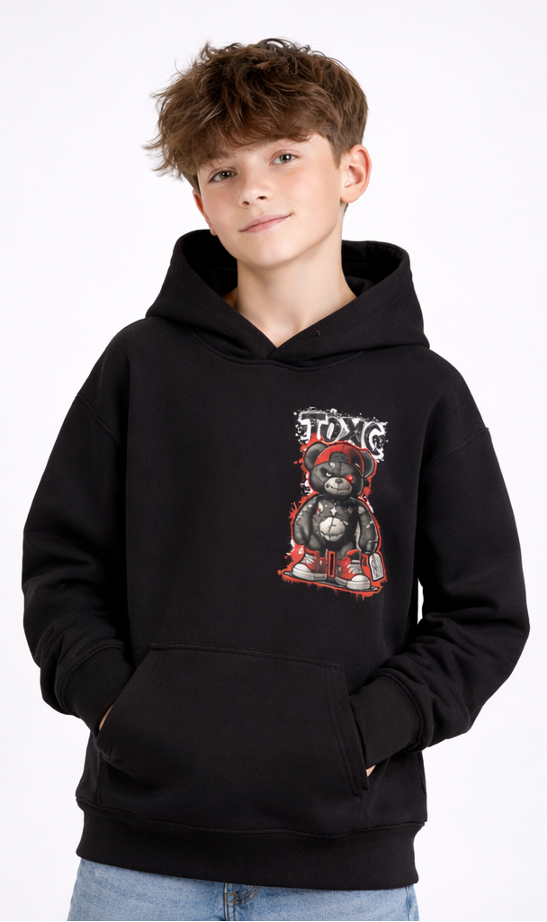 TOXIC BEAR BLACK KIDS HOODIE