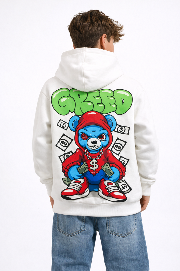 MONEY BEAR WHITE KIDS HOODIE