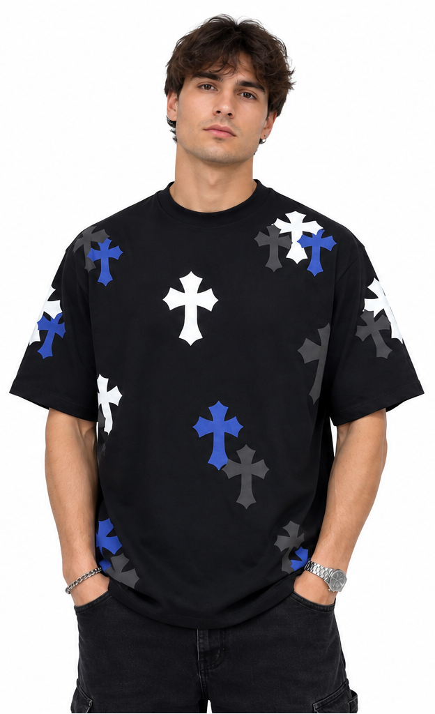 "MULTI CROSS" BLACK TEE