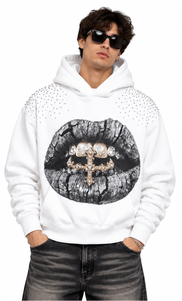 "DIAMOND GRILLZ" WHITE HOODIE