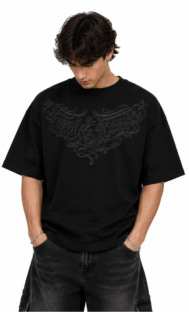 EMBROIDERED BLACK TEE