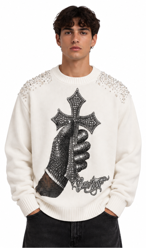 "SAINT DIAMOND" WHITE PULLOVER