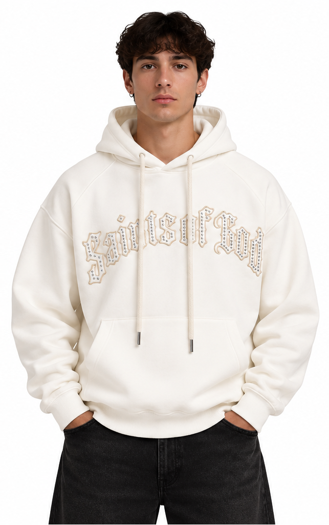 "SAINTS OF GOD" WHITE HOODIE