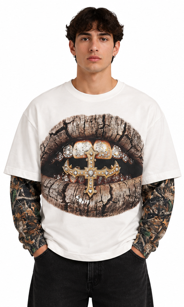 "GRILLZ" WHITE-CAMO LONGSLEEVE