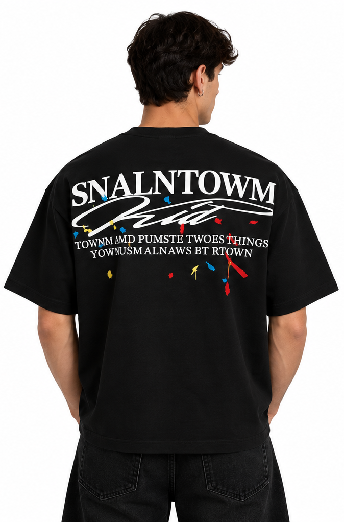 "MULTI EMBROIRED" BLACK TEE