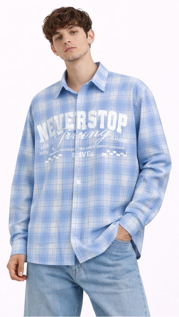 "NEVERSTOP" Sky Blue Shirt