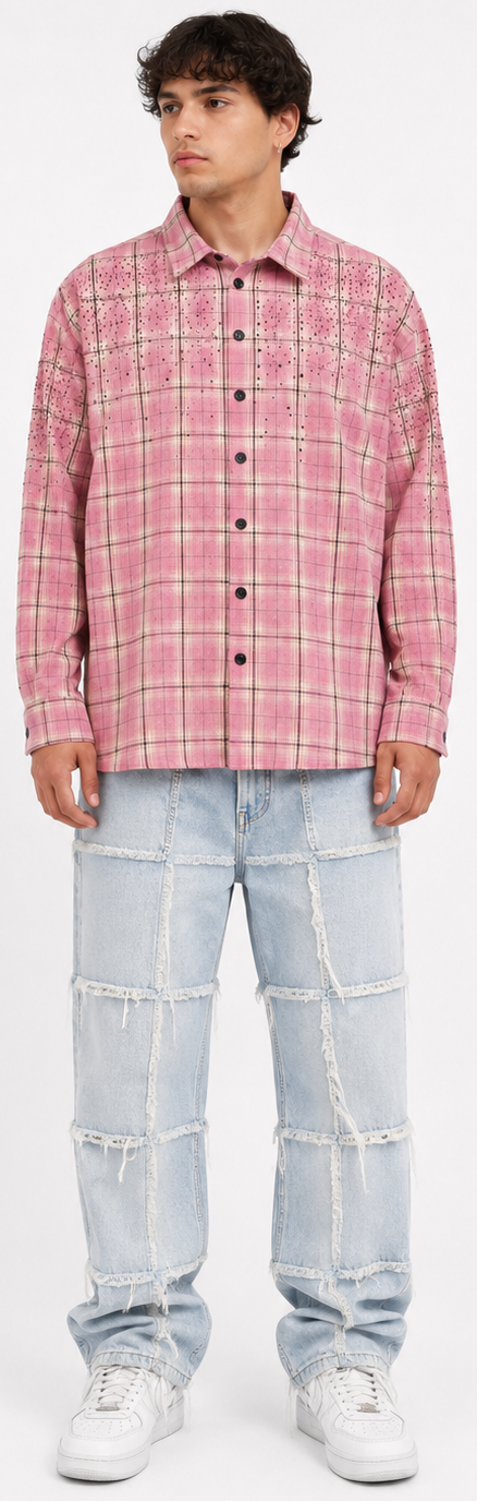 “Diamond” Pink Plaid Shirt