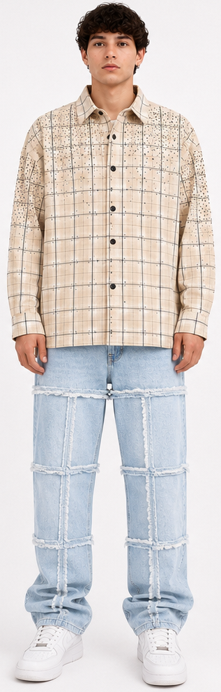 “Diamond” Beige Plaid Shirt