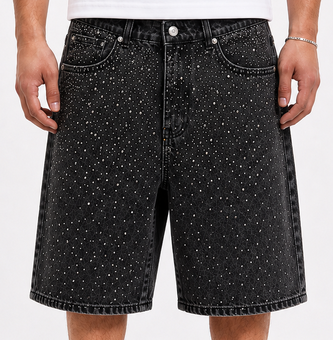 Diamond Black Denim Shorts