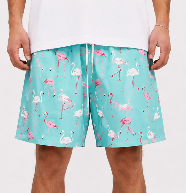 Flamingo Swim Shorts – Aqua Green