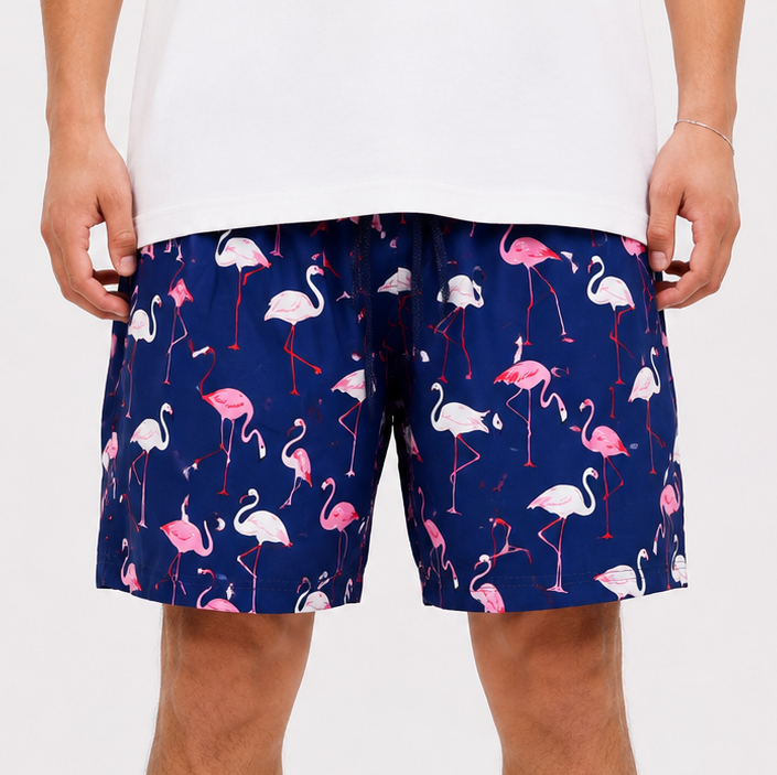 Flamingo Swim Shorts – Navy Blue
