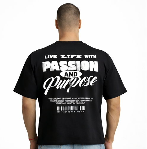 "PASSION AND PURPOSE"  BLACK T-SHIRT