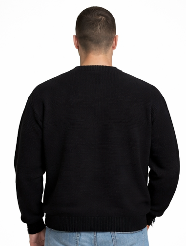 PULLOVER BLACK EFFETTO "DESTROYED"
