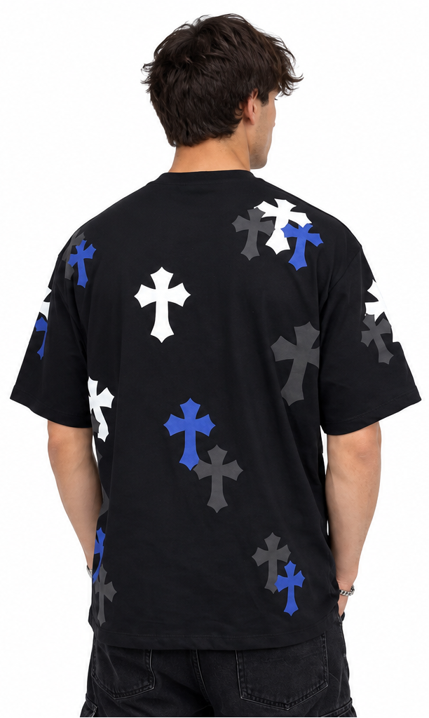 "MULTI CROSS" BLACK TEE