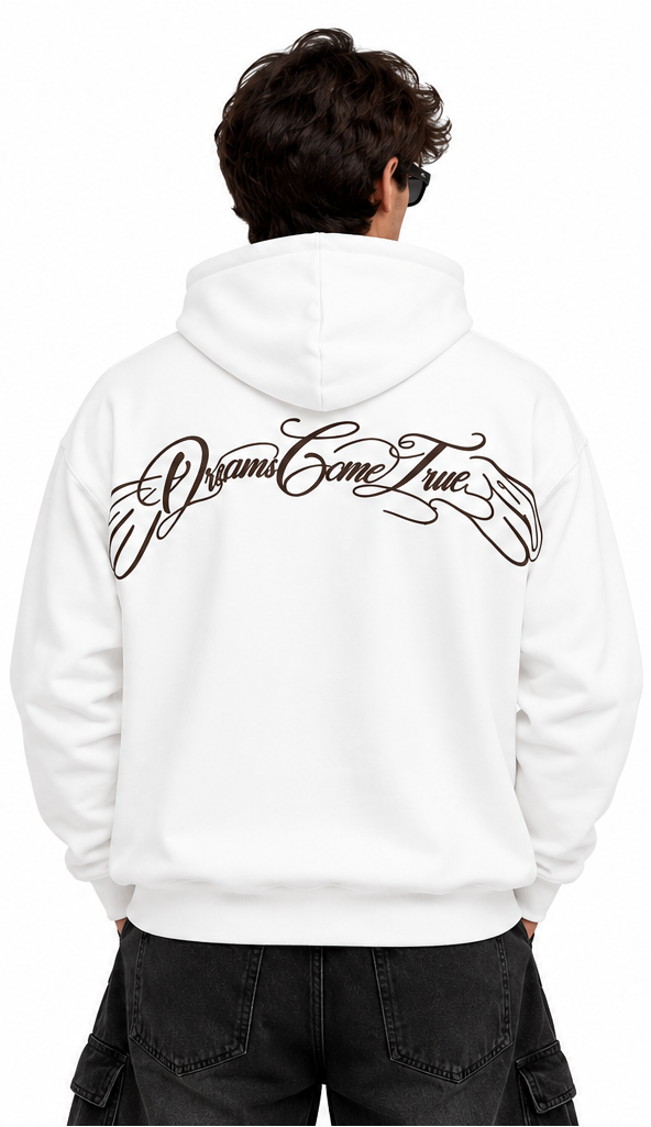 "DREAM COMES TRUE" WHITE HOODIE