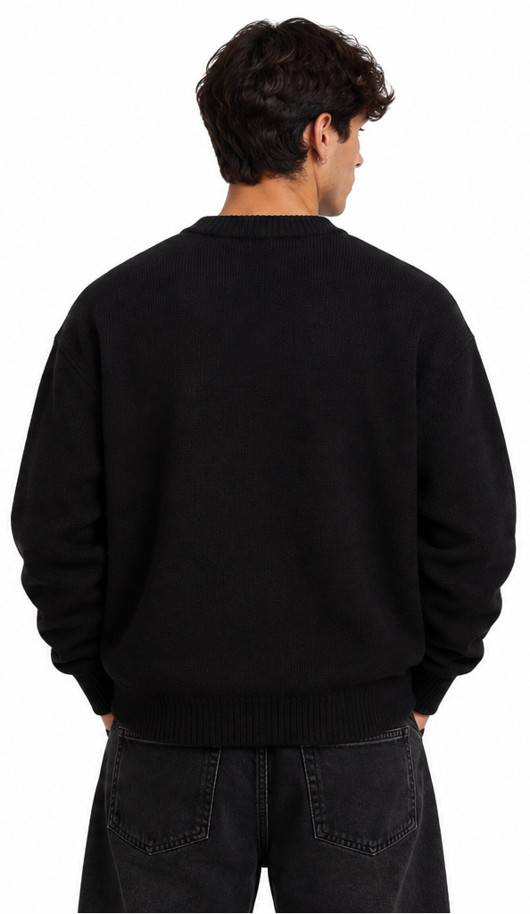 "ICED CROSS" BLACK PULLOVER