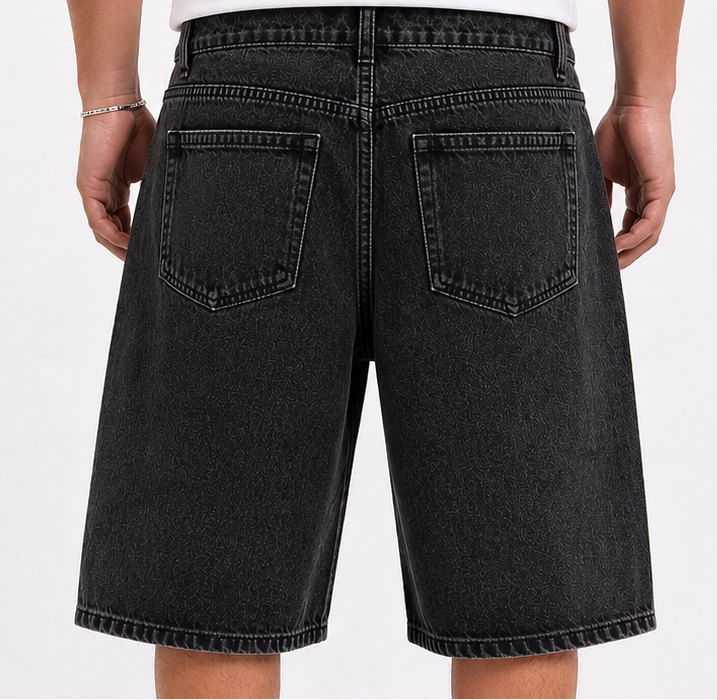 Diamond Black Denim Shorts