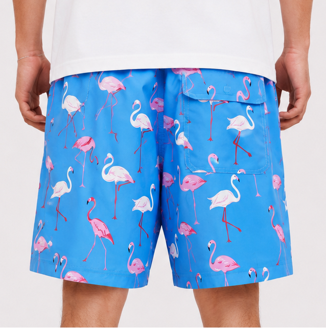 Flamingo Swim Shorts – Sky Blue