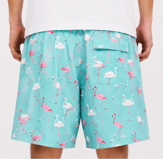Flamingo Swim Shorts – Aqua Green