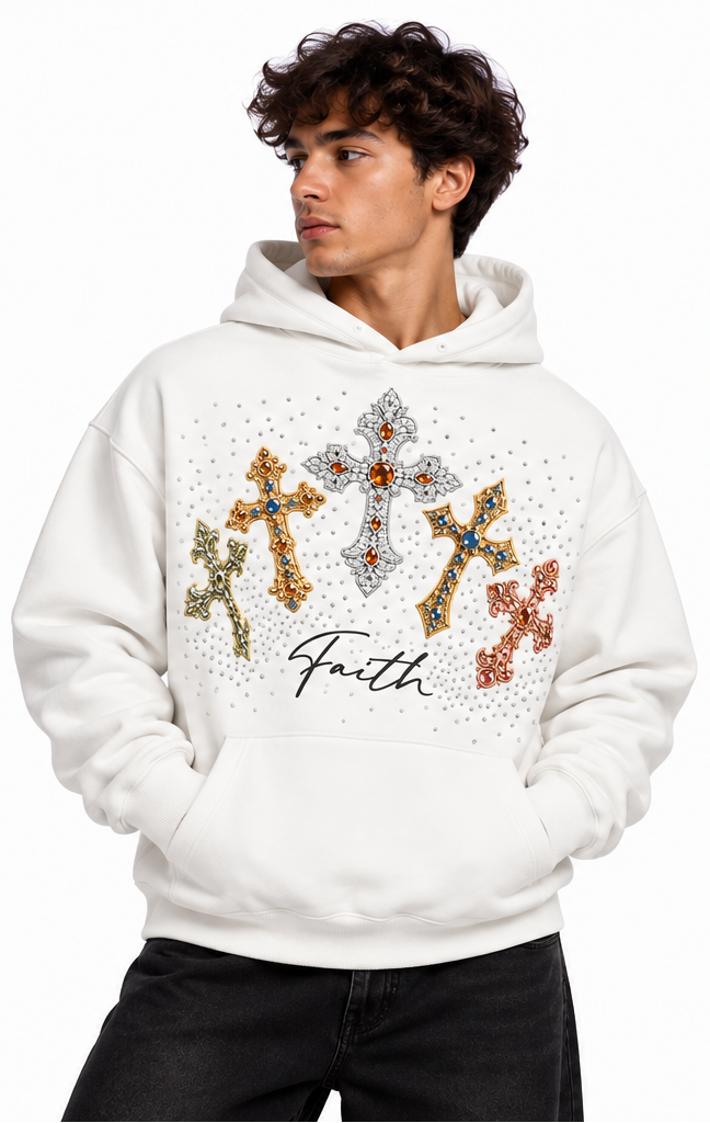 "FAITH" WHITE HOODIE