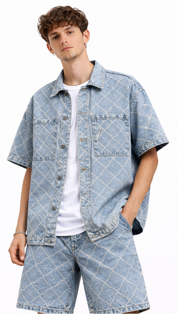 Denim Set Light Blue Pattern