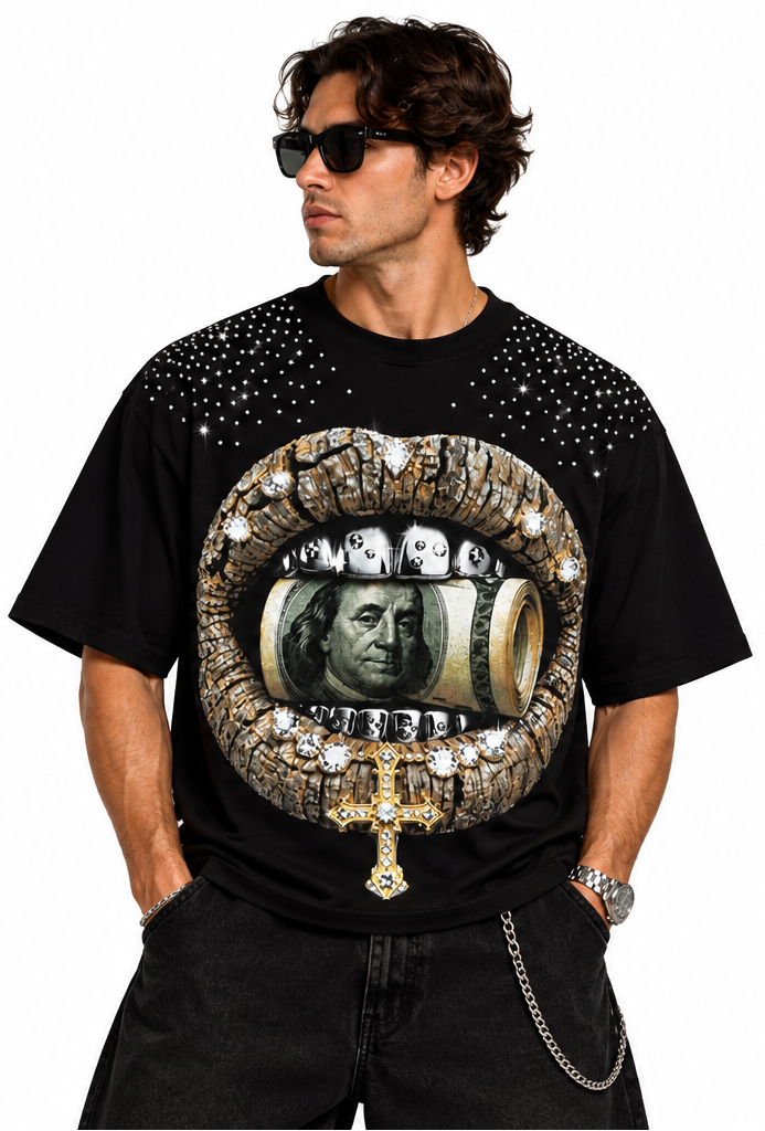 "CASH GRILLZ" BLACK TEE
