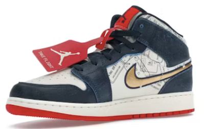 Air Jordan 1 Mid SE “Take Flight Oro Swoosh” (GS)