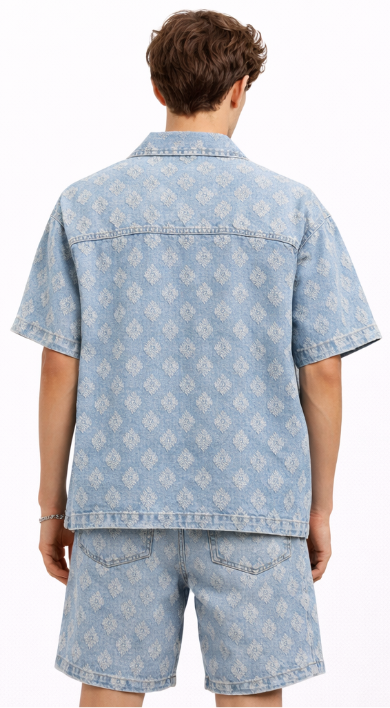 Denim Set Light Blue Pattern All Over