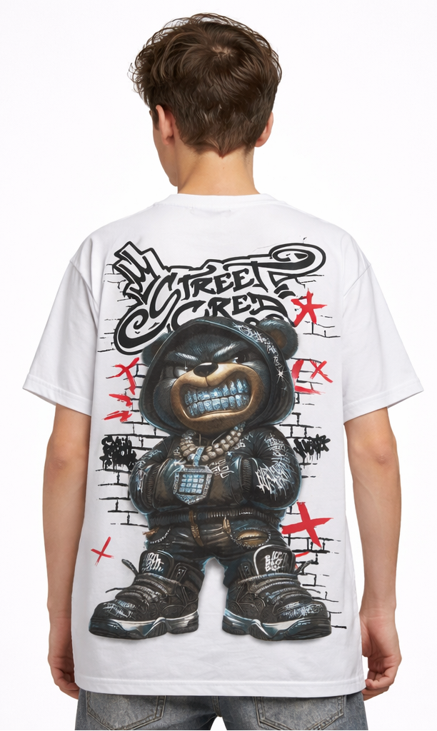 Street Cred Bear Tee White Kids
