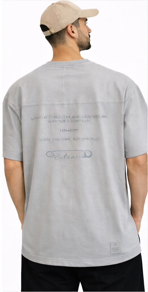 "BALANCE" TEE NEUTRAL GREY