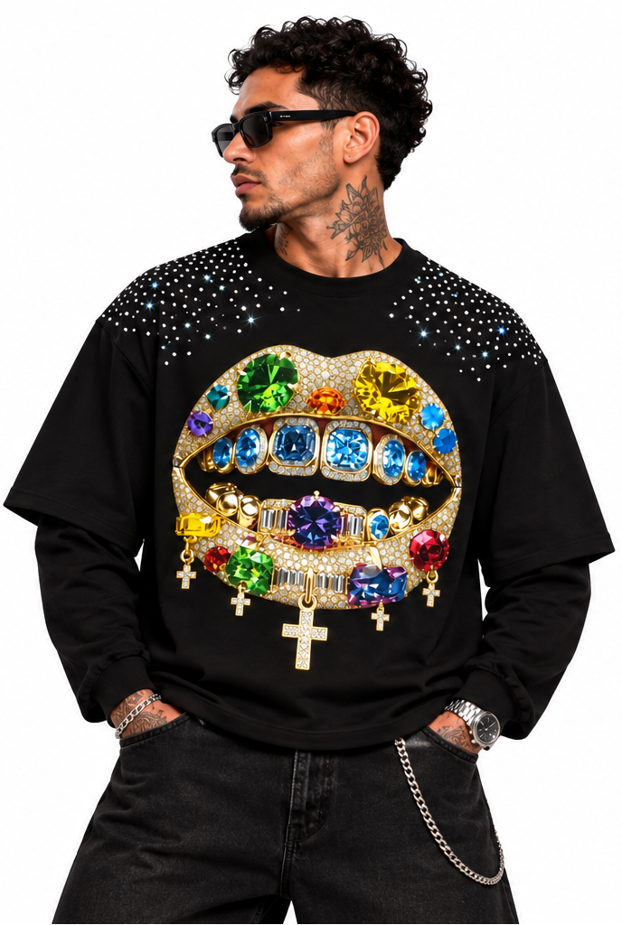 "GEMS" BLACK LONGSLEEVE